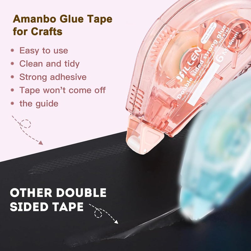 Amanbo 6 Pack Glue Tape for Scrapbooking, Scrapbook Double Sided Tape Roller for Crafts, Total 118 Ft x 0.24 in Tape Runner, Craft Supplies for Scrapbooking, Gift Wrapping and Photo Tape - Image 2